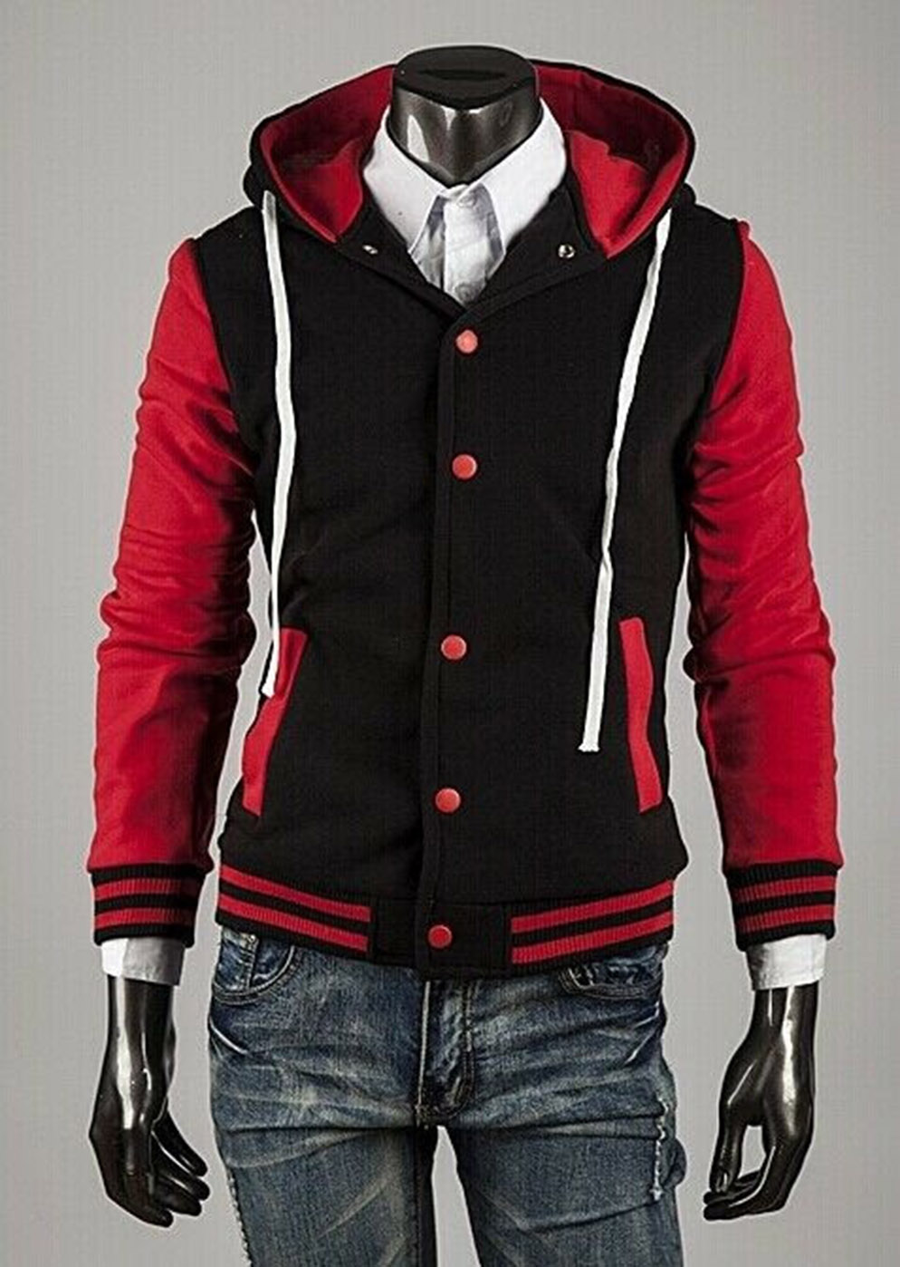 ALHC Letterman Jacket Style hoodie in red & black